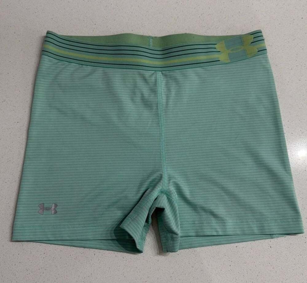 Under Armour Women's HeatGear Striped Compression Shorts Mint Green